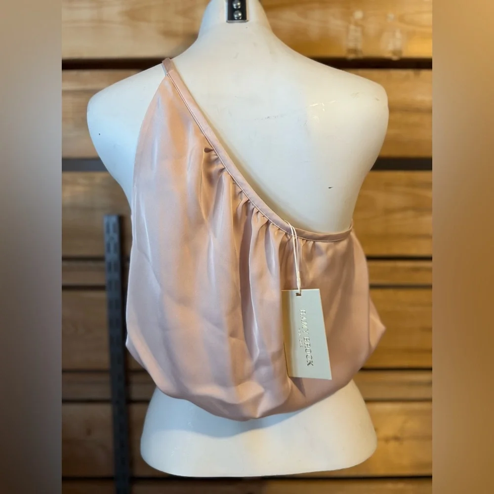 RAMY BROOK Cheryl One Shoulder Satin Crop Top in Blush - Picture 7 of 8